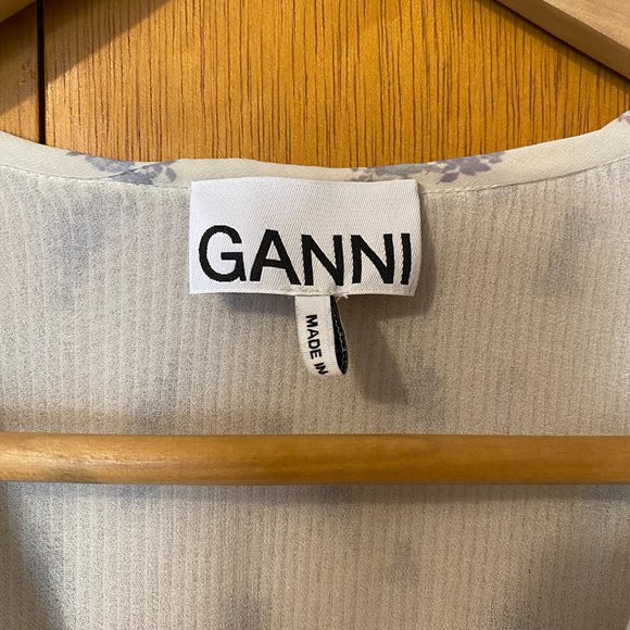 GANNI PLEATED GEORGETTE PRINTED BLOUSE - Picture 7 of 8